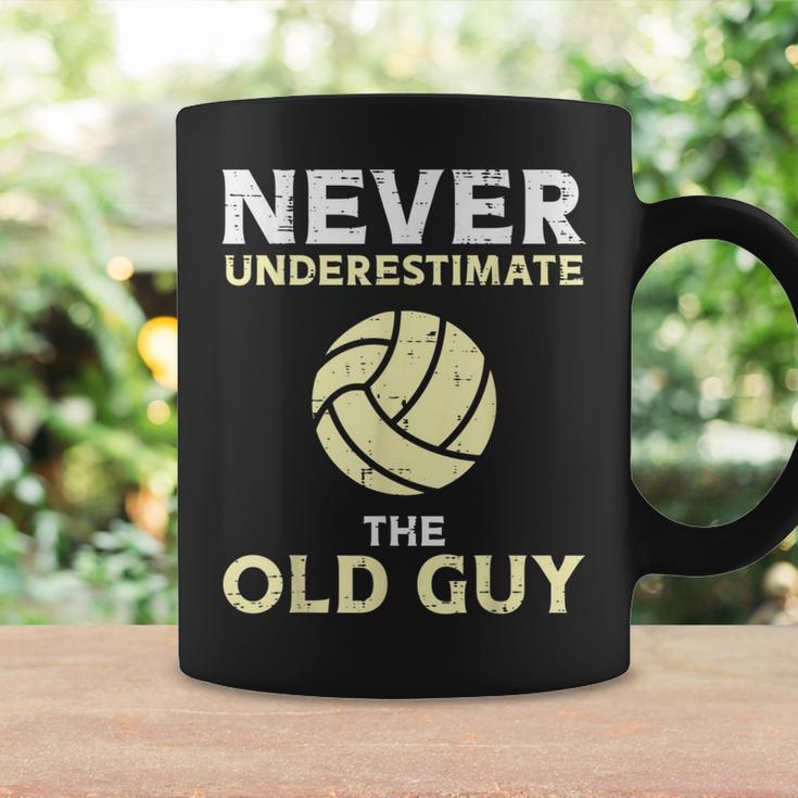 Never Underestimate Old Guy Volleyball Coach Dad Grandpa Men Gift For Mens Coffee Mug Gifts ideas