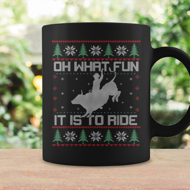 Oh What Fun Bull Riding Christmas Cowboy Western Xmas Coffee Mug Gifts ideas