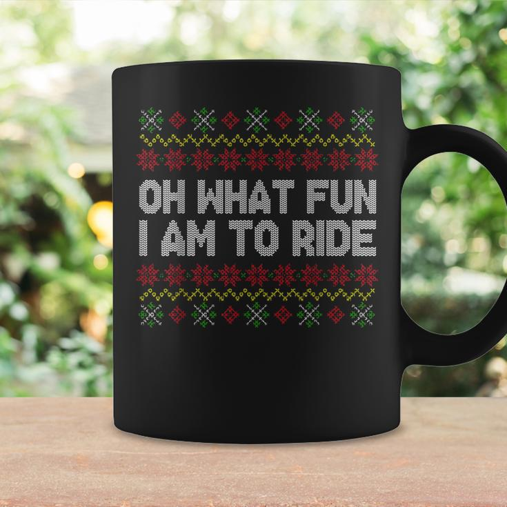 Oh What Fun I Am To Ride Ugly Christmas Sweater Pattern Coffee Mug Gifts ideas