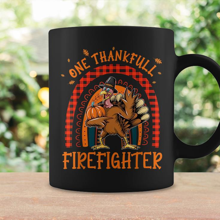 One Thankful Firefighter Thanksgiving Rainbow Turkey Autumn Coffee Mug Gifts ideas