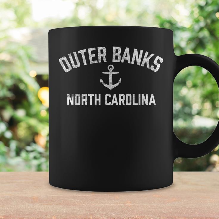 Outer Banks Obx North Carolina Nc White Anchor Blue Vintage Coffee Mug Gifts ideas