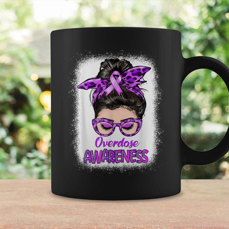 Overdose Awareness Messy Bun Purple Ribbon Coffee Mug Gifts ideas