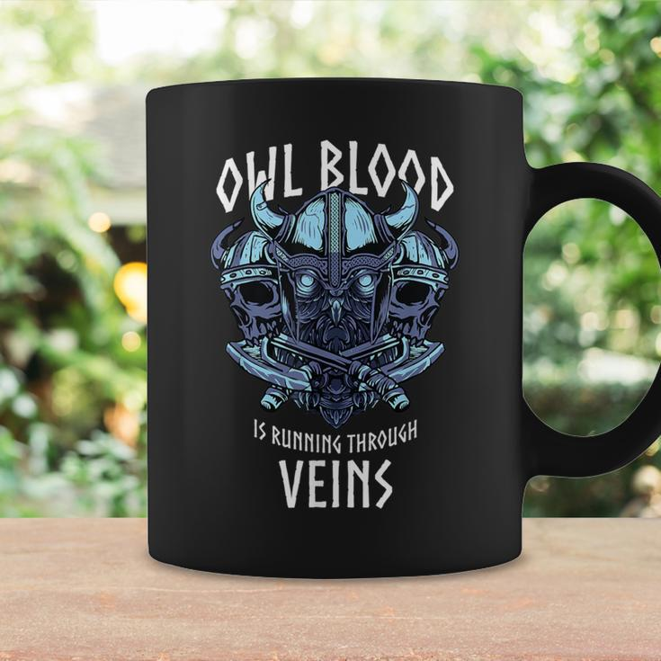 Owl Blood Runs Through My Veins Viking Owl Coffee Mug Gifts ideas