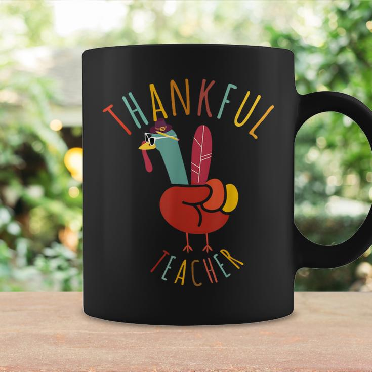 Peace Hand Sign Turkey Thankful Teacher Thanksgiving Coffee Mug Gifts ideas