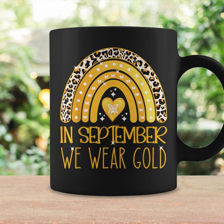 Rainbow In September We Wear Gold Childhood Cancer Awareness Coffee Mug Gifts ideas