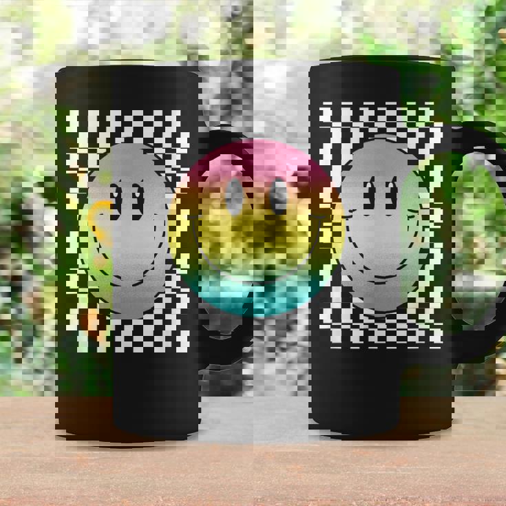 Rainbow Smile Face Cute Checkered Smiling Happy Coffee Mug Gifts ideas