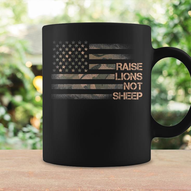 Raise Lions Not Sheep Patriotic Lion American Flag Patriot Coffee Mug Gifts ideas