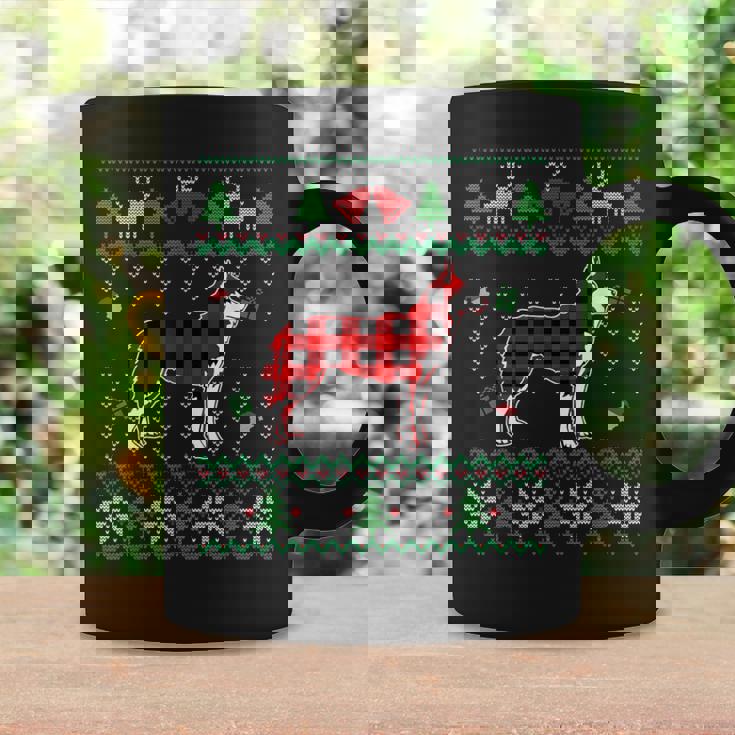 Red Plaid Siberian Husky Dog Ugly Christmas Sweater Coffee Mug Gifts ideas