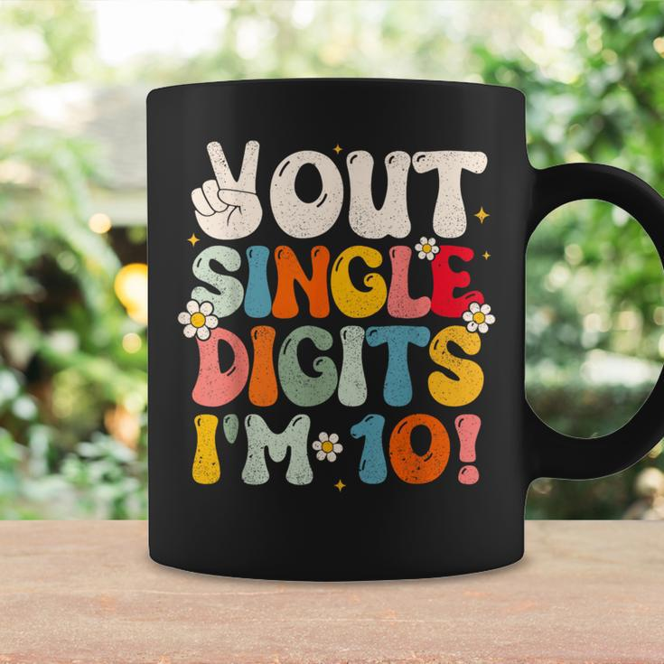 Retro Groovy Peace Out Single Digits 10Th Birthday Girl Coffee Mug Gifts ideas