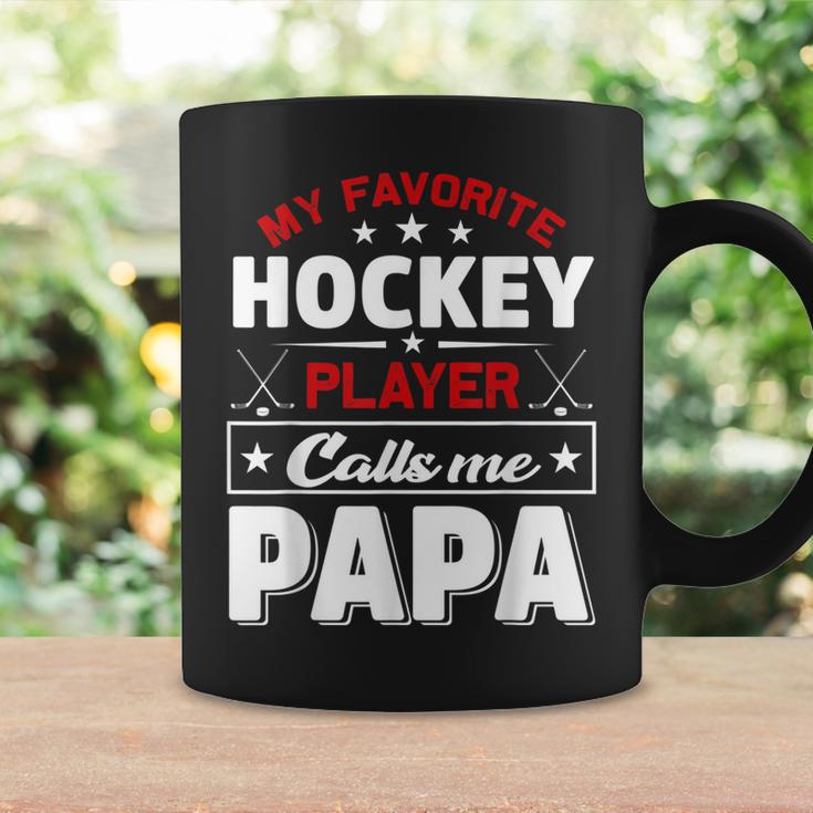 Retro My Favorite Hockey Player Calls Me Papa Fathers Day Coffee Mug Gifts ideas