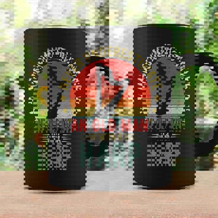 Retro Never Underestimate Old Man With A Harp Player Men Coffee Mug Gifts ideas