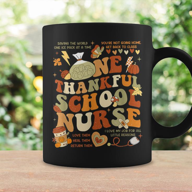 Retro One Thankful School Nurse Thanksgiving Fall Autumn Coffee Mug Gifts ideas