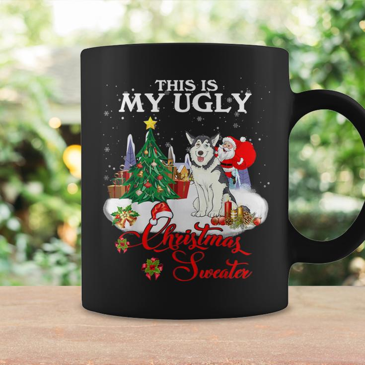 Santa Riding Husky This Is My Ugly Christmas Sweater Coffee Mug Gifts ideas
