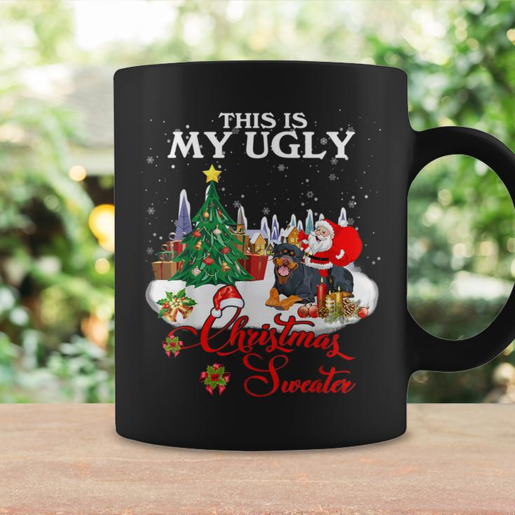 Santa Riding Rottweiler This Is My Ugly Christmas Sweater Coffee Mug Gifts ideas
