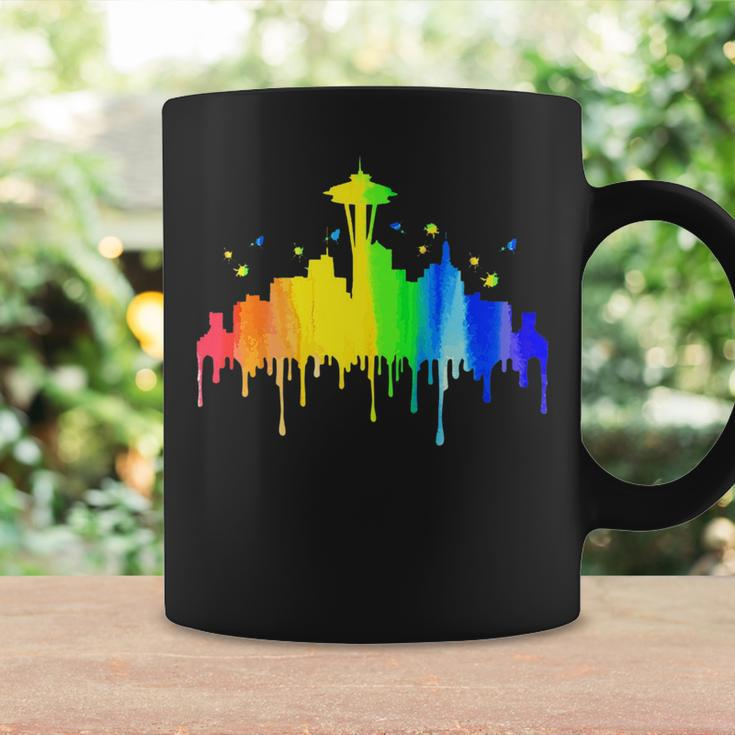 Seattle Skyline - Rainbow Space Needle Gay Pride Month Gift Coffee Mug Gifts ideas