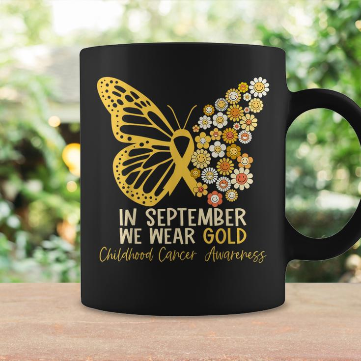 In September We Wear Gold Butterfly Ribbon Hippie Flowers Coffee Mug Gifts ideas