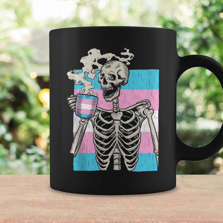 Skeleton Drinking Coffee Lgbtq Transgender Pride Trans Flag Coffee Mug Gifts ideas