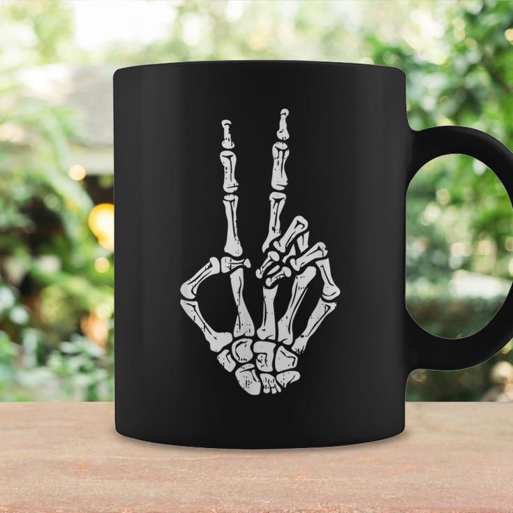 Skeleton Hand Peace Sign Halloween Costume Bones Coffee Mug Gifts ideas