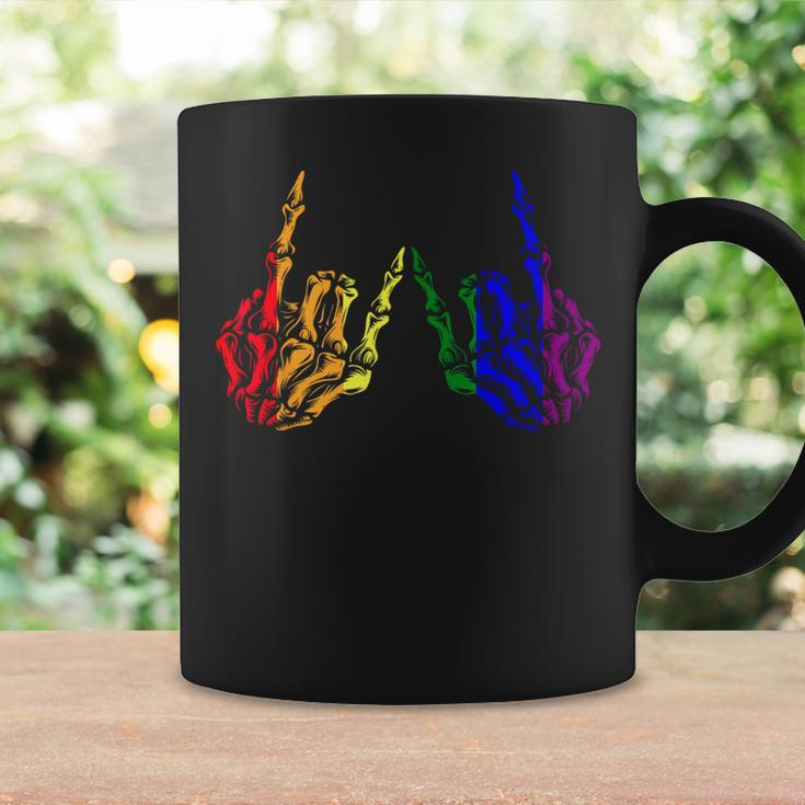 Skeleton Rock Hand Lgbt-Q Cool Rainbow Flag Gay Pride Ally Coffee Mug Gifts ideas