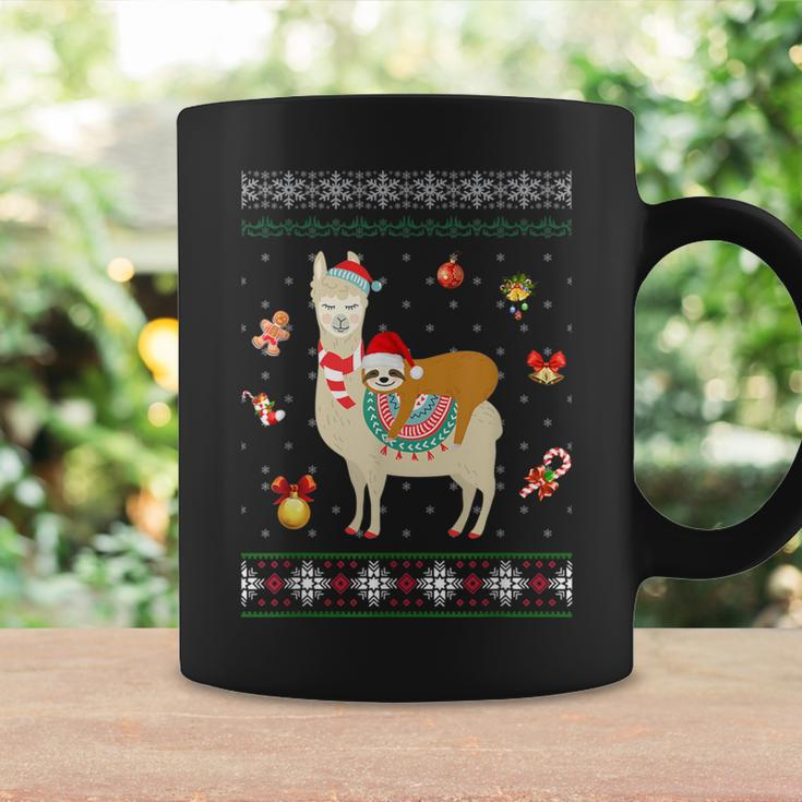 Sloth Riding Llama Christmas Scarf Santa Hat Ugly Sweater Coffee Mug Gifts ideas