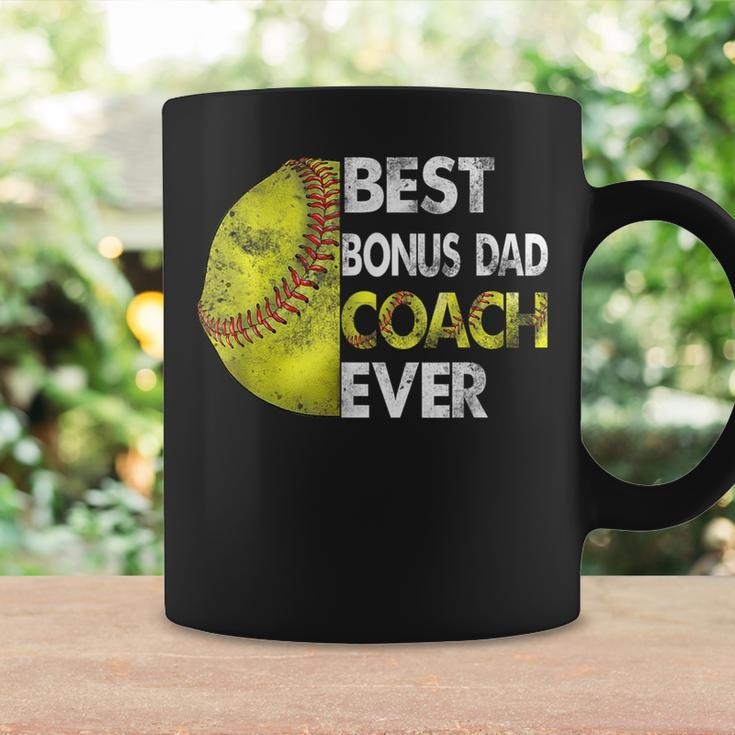 Softball Best Bonus Dad Coach Ever Retro Funny Fathers Day Coffee Mug Gifts ideas