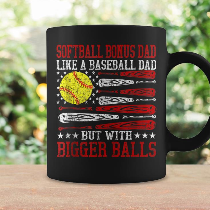 Softball Bonus Dad Like A Baseball Dad Us Flag Fathers Day Coffee Mug Gifts ideas