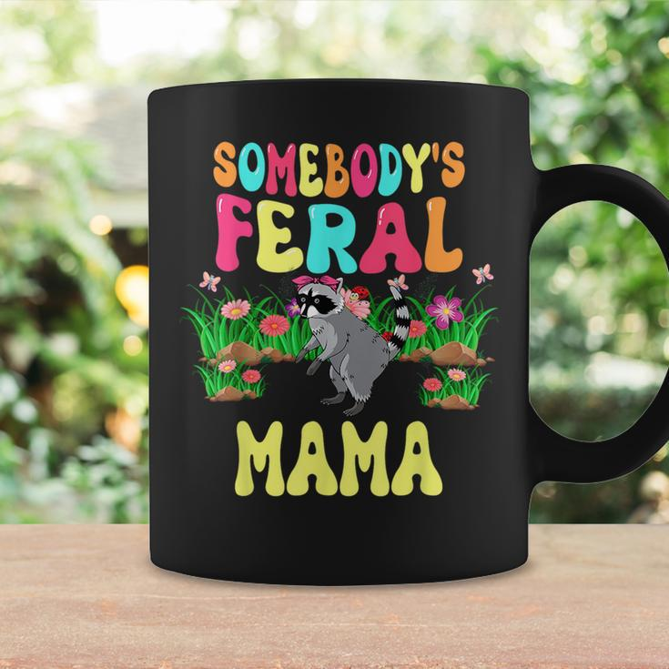 Somebodys Feral Mama Cute Raccoon Bow Tie Flowers Animal Gifts For Mama Funny Gifts Coffee Mug Gifts ideas