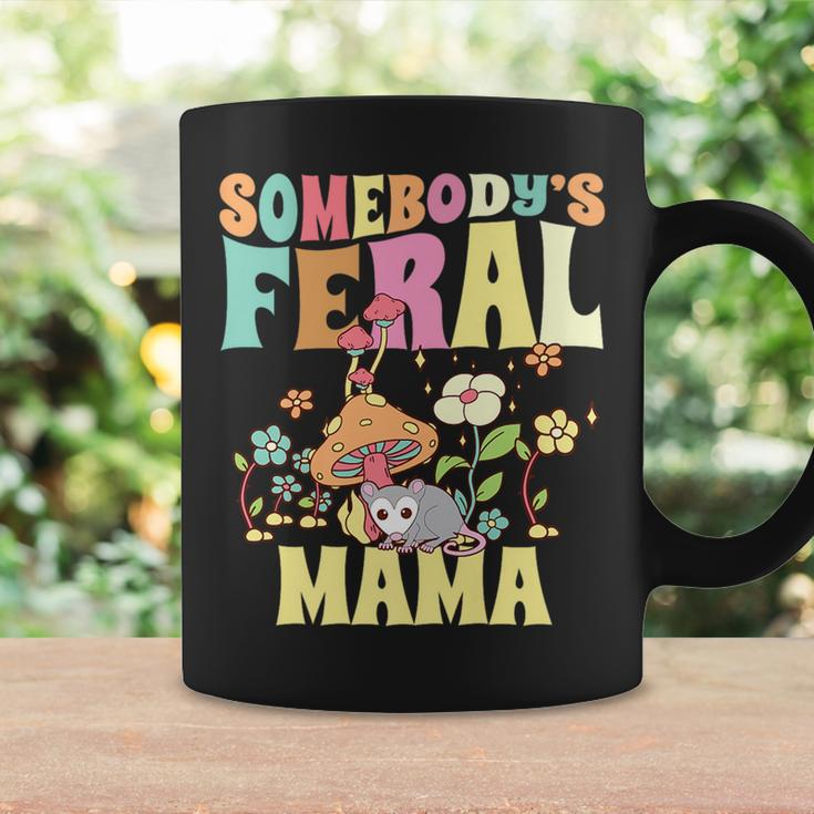 Somebodys Feral Mama Wild Mom Opossum Groovy Mushroom Gifts For Mom Funny Gifts Coffee Mug Gifts ideas