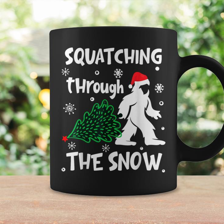 Squatching Through The Snow Christmas Sasquatch Santa Hat Coffee Mug Gifts ideas