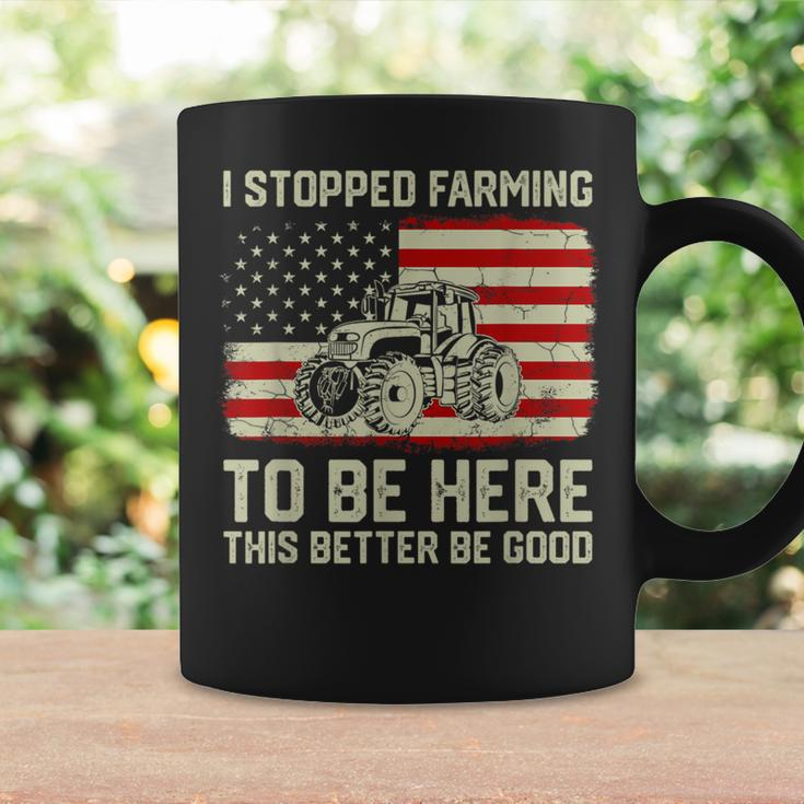 I Stopped Farming To Be Here Tractor Vintage American Flag Coffee Mug Gifts ideas