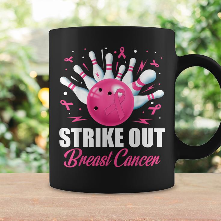 Strike Out Bowling Ball Pins Breast Cancer Pink Ribbon Coffee Mug Gifts ideas