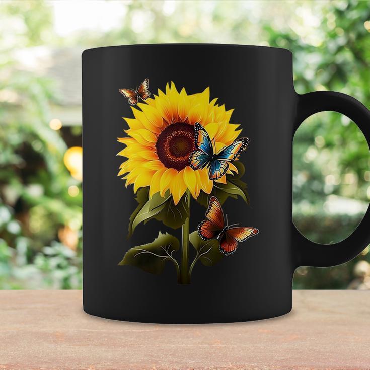 Sunflower Butterfly Vintage Botanical Flower Women Graphic Coffee Mug Gifts ideas