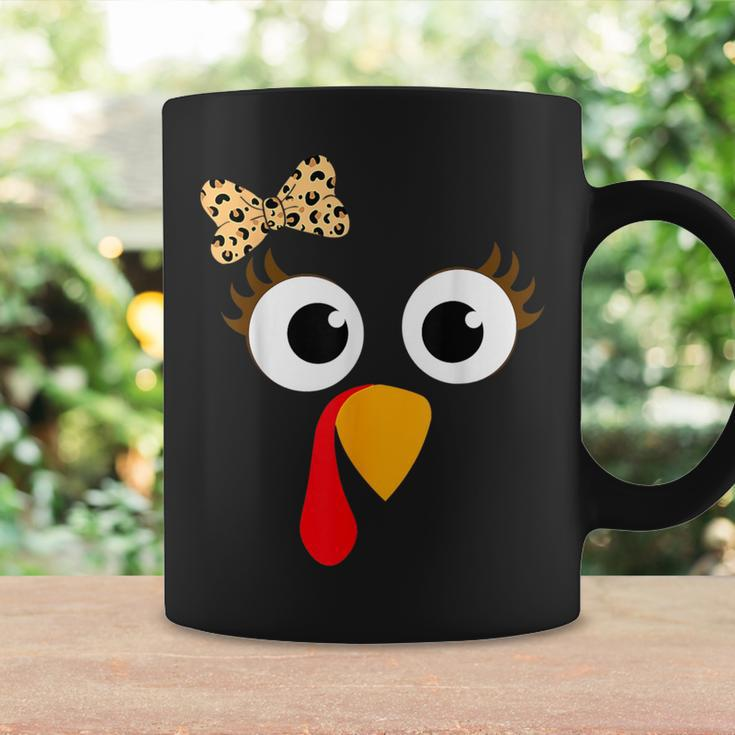 Thanksgiving Turkey Face Girl Leopard Bow Turkey Coffee Mug Gifts ideas