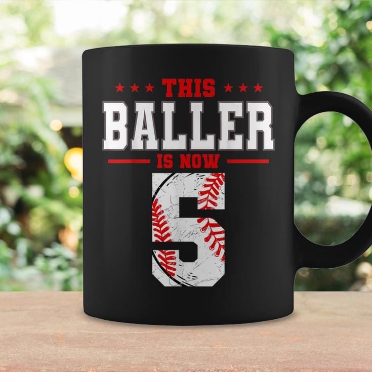 This Baller Is Now 5 Birthday Baseball Theme Bday Party Coffee Mug Gifts ideas
