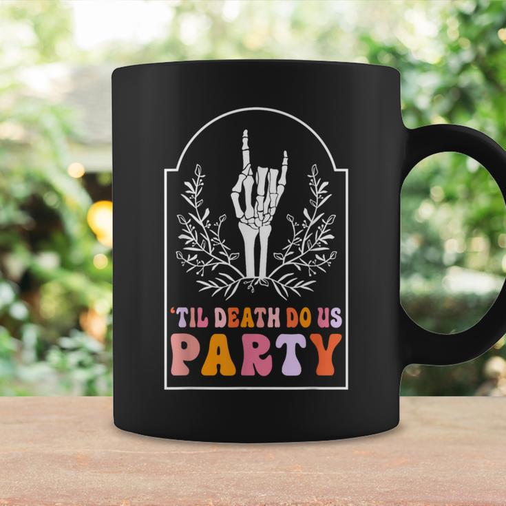 Till Death Do Us Party Skeleton Retro Groovy Bachelorette Coffee Mug Gifts ideas