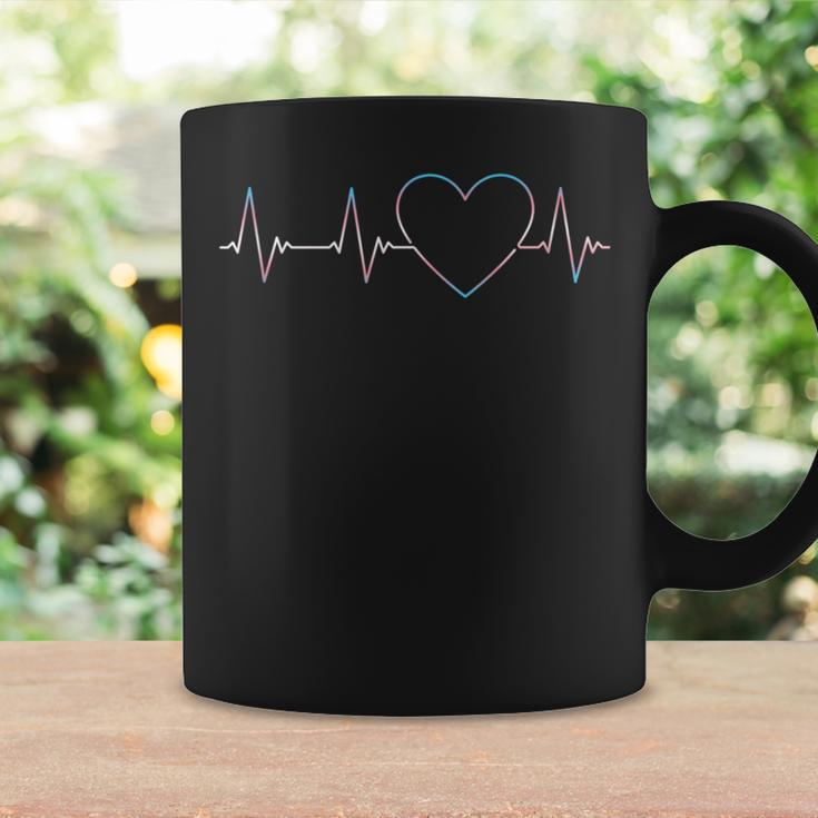 Trans Heartbeat - Transgender Love Pride Flag Ecg Pulse Line Coffee Mug Gifts ideas