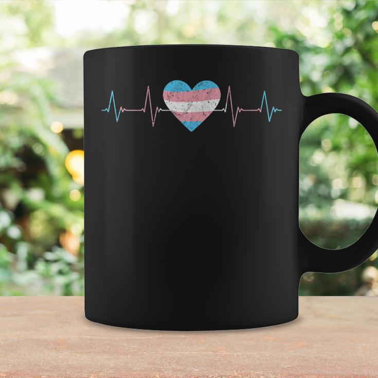 Transgender Heartbeat Trans Flag Ekg Pulse Line Pride Month Coffee Mug Gifts ideas