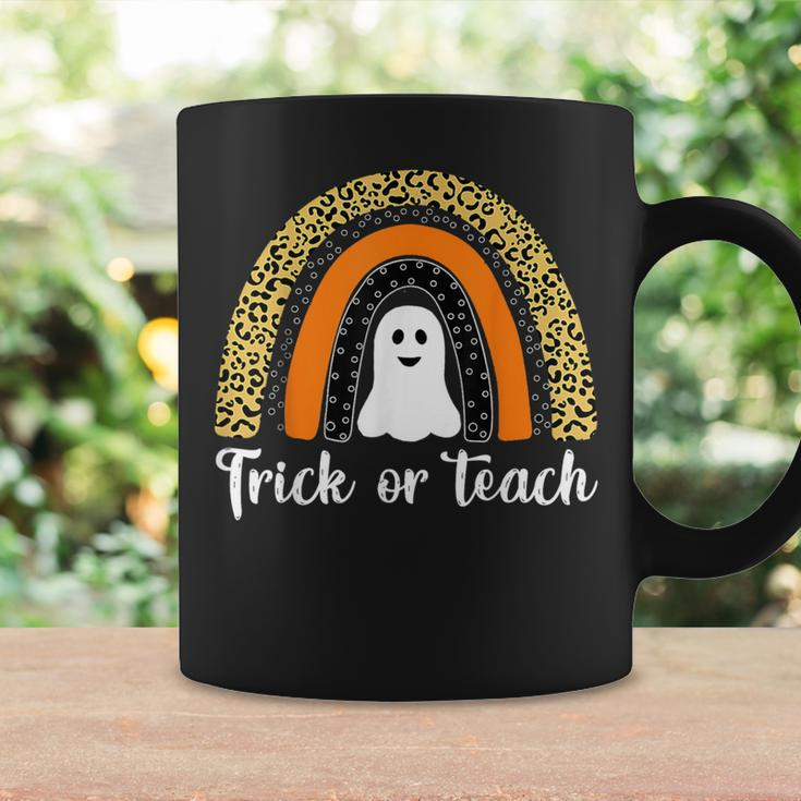 Trick Or Teach Leopard Rainbow Ghost Halloween Teacher Coffee Mug Gifts ideas