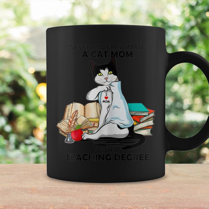 Never Underestimate A Cat Mom With A Teaching Degree Coffee Mug Gifts ideas