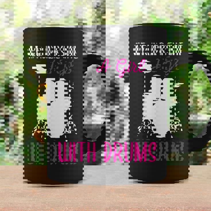 Never Underestimate A Girl With Drums Drum Girls Coffee Mug Gifts ideas