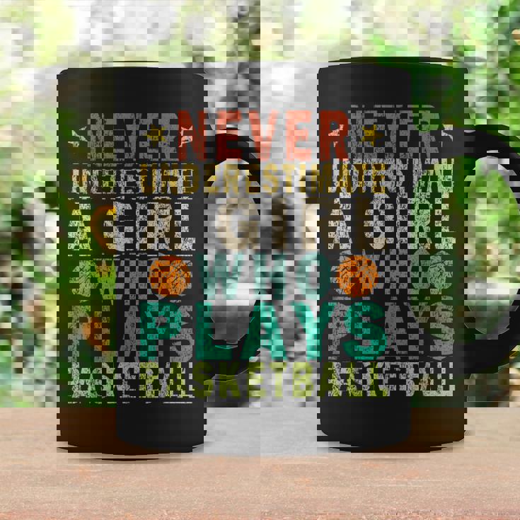 Never Underestimate A Girl Who Plays Basketball Retro Coffee Mug Gifts ideas