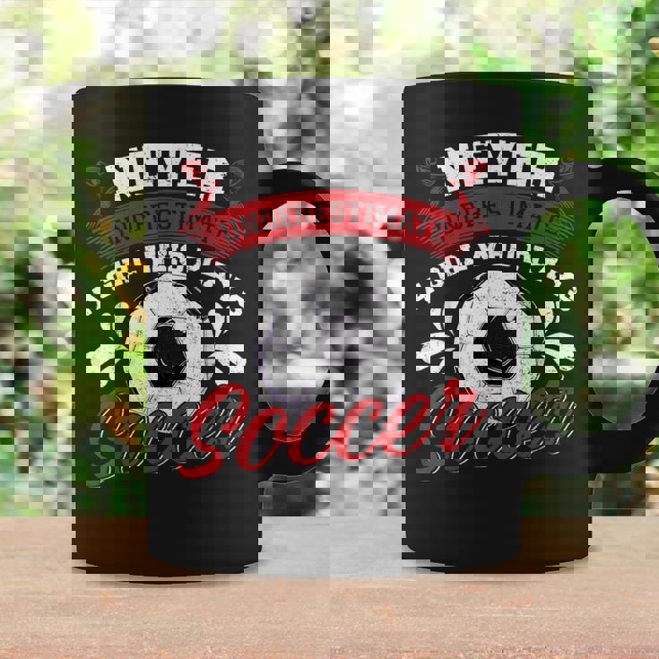 Never Underestimate A Girl Who Plays Soccer Lover Fan Player Coffee Mug Gifts ideas