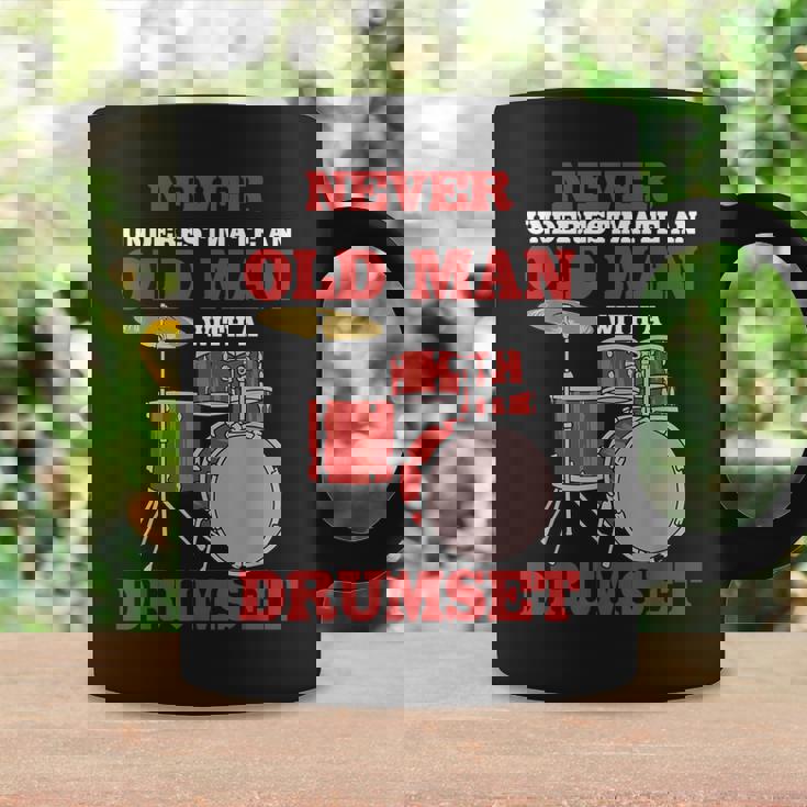 Never Underestimate An Old Man With A Drumset Drum Player Coffee Mug Gifts ideas