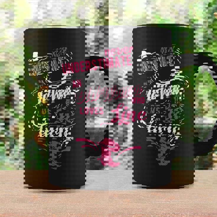 Never Underestimate An Old Woman Who Can Line Dance Lover Coffee Mug Gifts ideas