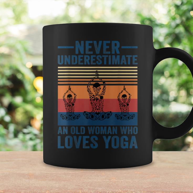 Never Underestimate An Old Woman Who Loves Yoga Lover Coffee Mug Gifts ideas