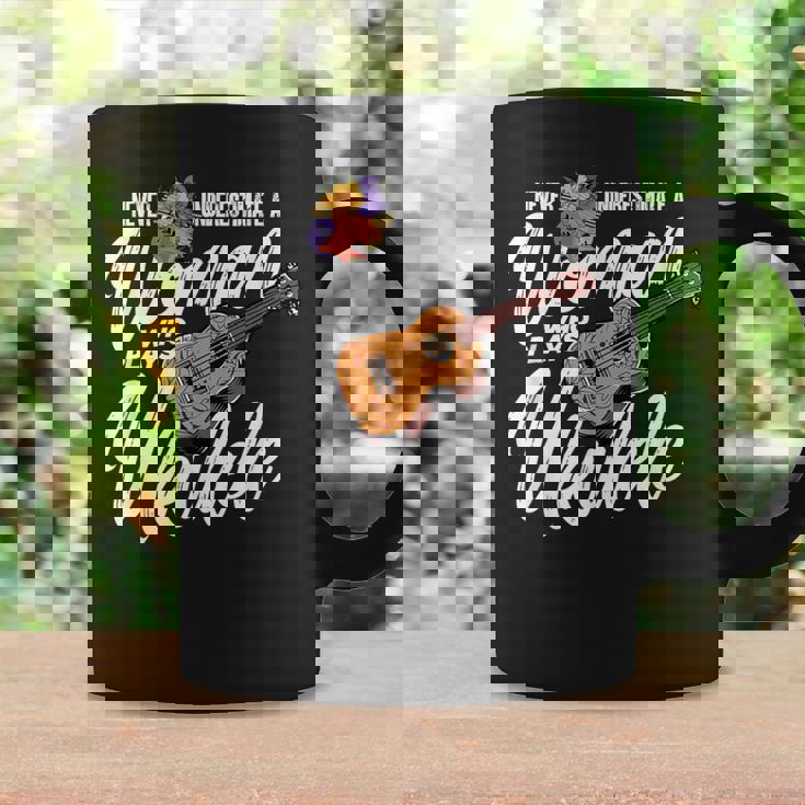 Never Underestimate A Woman Who Plays Ukulele Uke Player Coffee Mug Gifts ideas