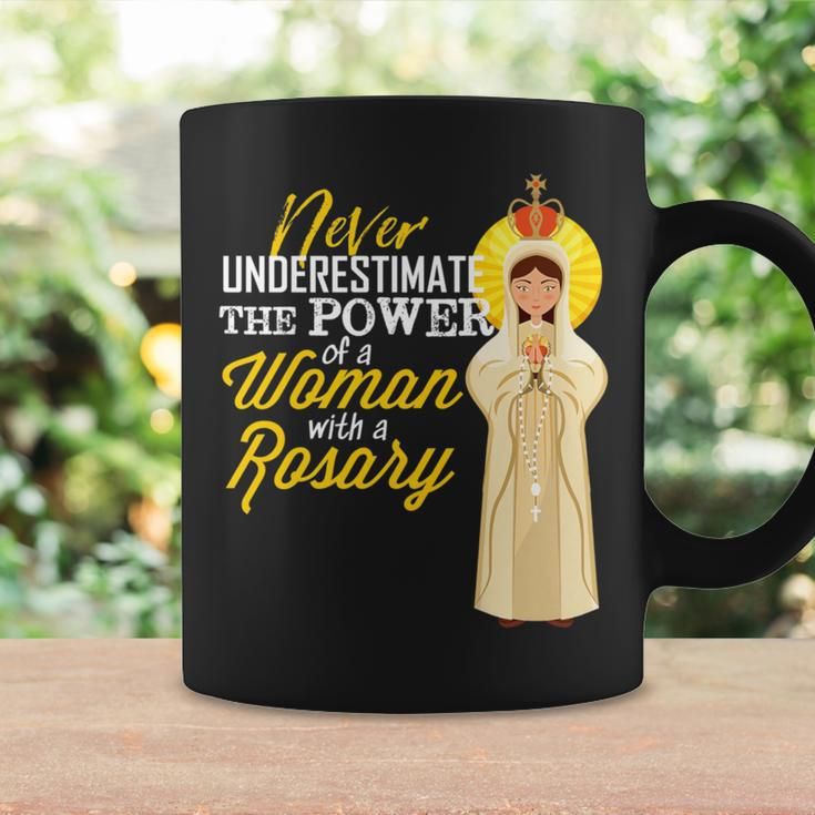Never Underestimate A Woman With A Rosary Blessed Mary Coffee Mug Gifts ideas