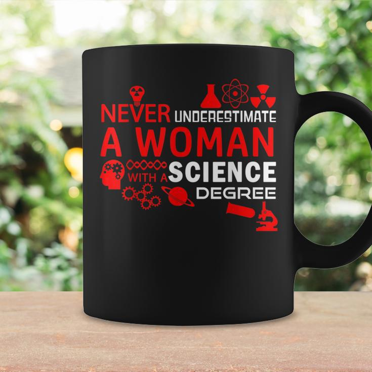 Never Underestimate Woman With A Science Degree Punny Coffee Mug Gifts ideas