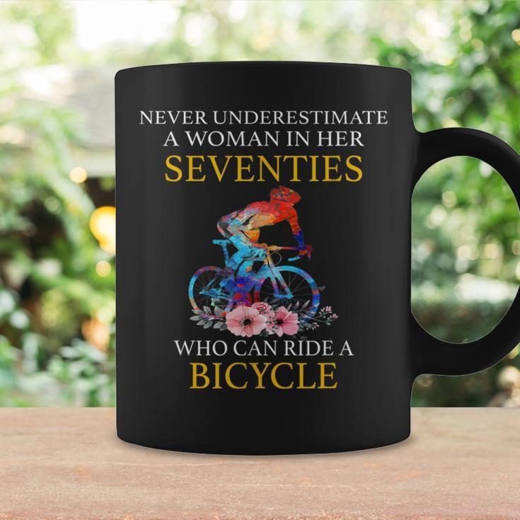 Never Underestimate Woman In Her Seventies Rides A Bicycle Coffee Mug Gifts ideas