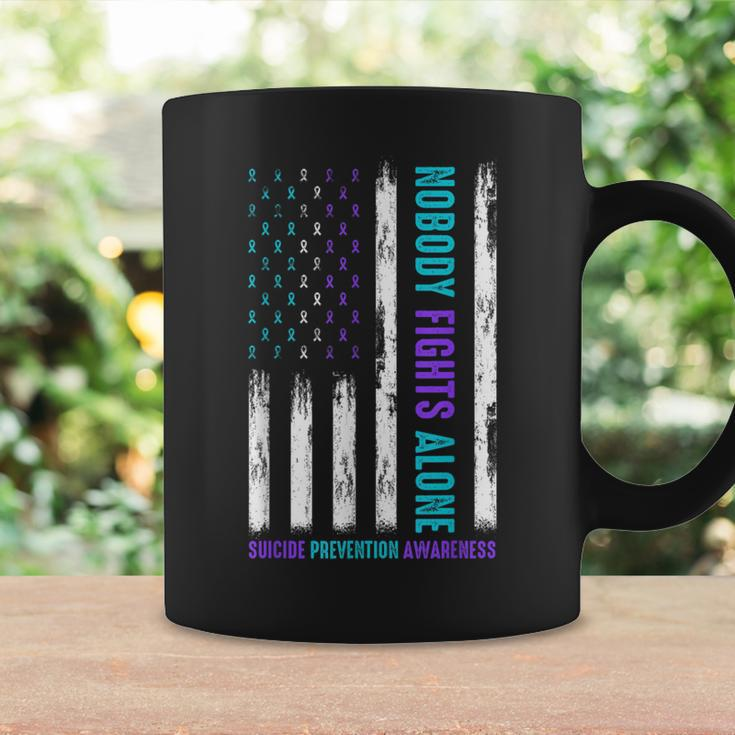 Usa Flag Nobody Fights Alone Suicide Prevention Awareness Coffee Mug Gifts ideas